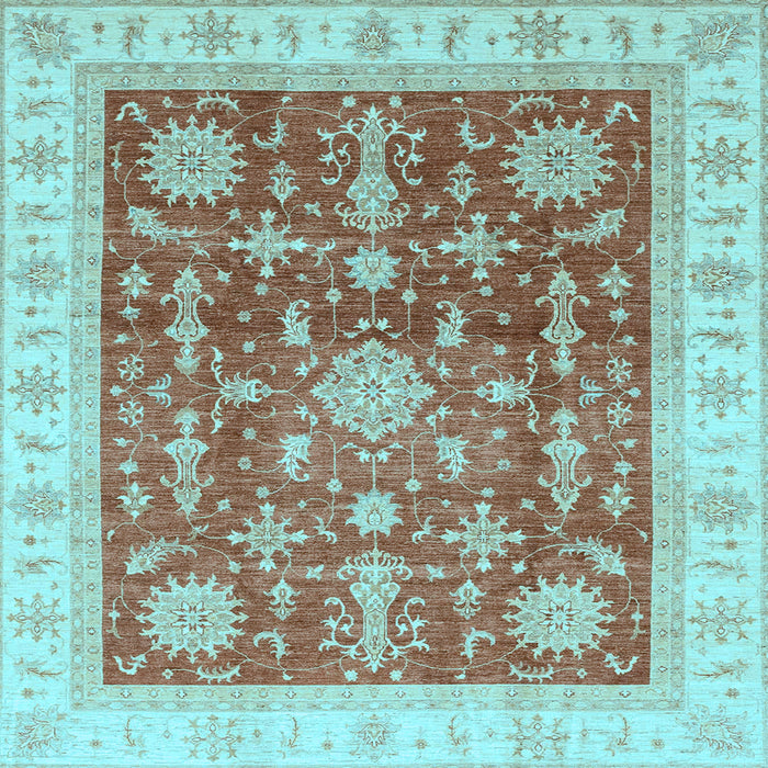 Square Machine Washable Oriental Light Blue Traditional Rug, wshabs3853lblu