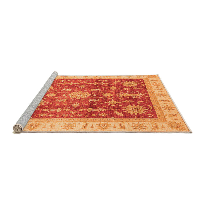 Sideview of Machine Washable Oriental Orange Traditional Area Rugs, wshabs3853org