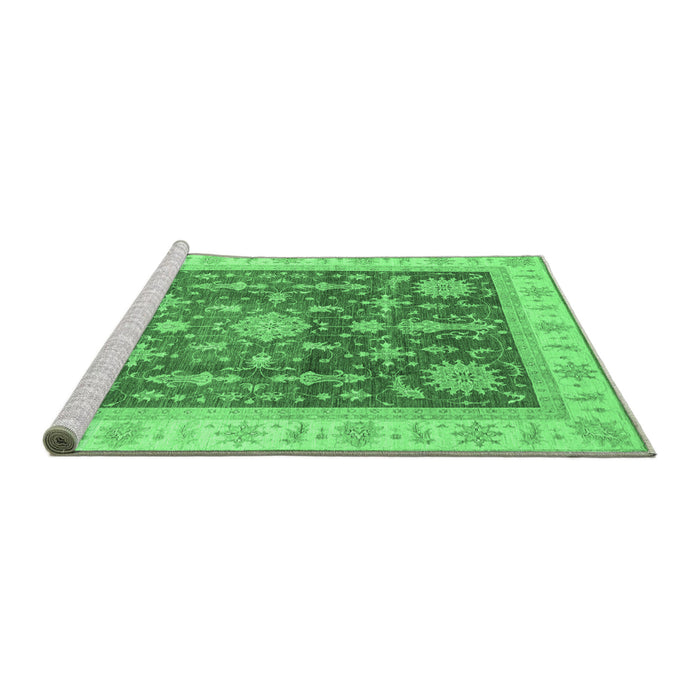 Sideview of Machine Washable Oriental Emerald Green Traditional Area Rugs, wshabs3853emgrn