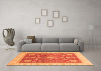 Machine Washable Oriental Orange Traditional Rug, wshabs3853org