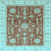 Square Oriental Light Blue Traditional Rug, abs3853lblu