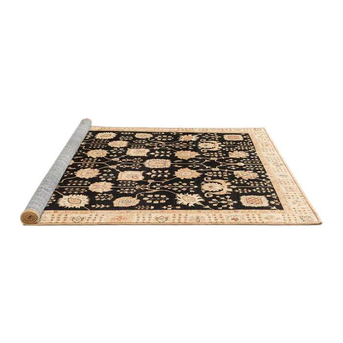 Sideview of Machine Washable Abstract Bakers Brown Rug, wshabs3854