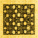 Square Machine Washable Oriental Yellow Traditional Rug, wshabs3854yw