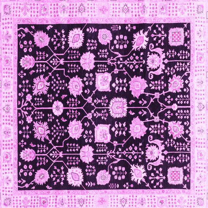 Square Machine Washable Oriental Purple Traditional Area Rugs, wshabs3854pur