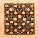 Square Machine Washable Oriental Orange Traditional Area Rugs, wshabs3854org