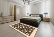 Abstract Bakers Brown Oriental Rug in a Bedroom, abs3854