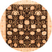 Round Oriental Orange Traditional Rug, abs3854org