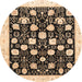 Round Abstract Bakers Brown Oriental Rug, abs3854