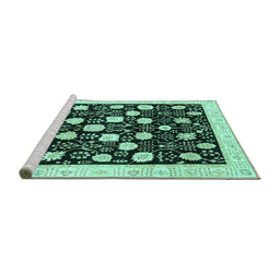 Sideview of Machine Washable Oriental Turquoise Traditional Area Rugs, wshabs3854turq