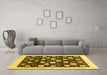 Machine Washable Oriental Yellow Traditional Rug in a Living Room, wshabs3854yw