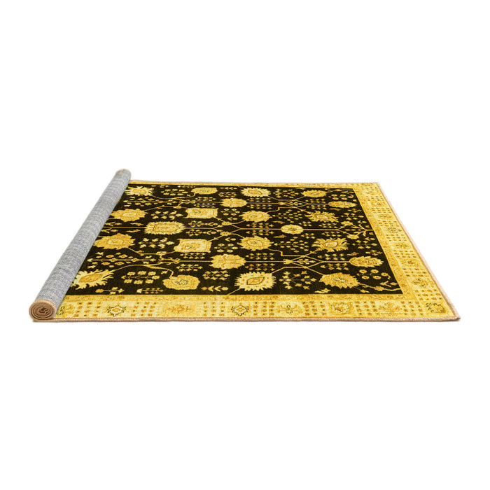 Sideview of Machine Washable Oriental Yellow Traditional Rug, wshabs3854yw