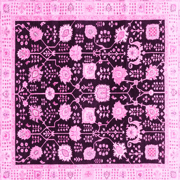 Square Machine Washable Oriental Pink Traditional Rug, wshabs3854pnk
