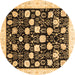 Round Oriental Brown Traditional Rug, abs3854brn