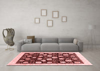Machine Washable Oriental Red Traditional Rug, wshabs3854red
