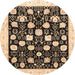 Round Machine Washable Abstract Bakers Brown Rug, wshabs3854
