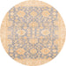 Round Abstract Brown Oriental Rug, abs3855