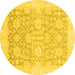 Round Oriental Yellow Traditional Rug, abs3855yw