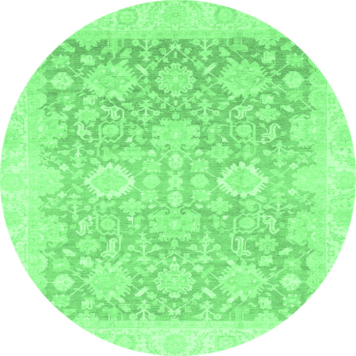 Round Oriental Emerald Green Traditional Rug, abs3855emgrn