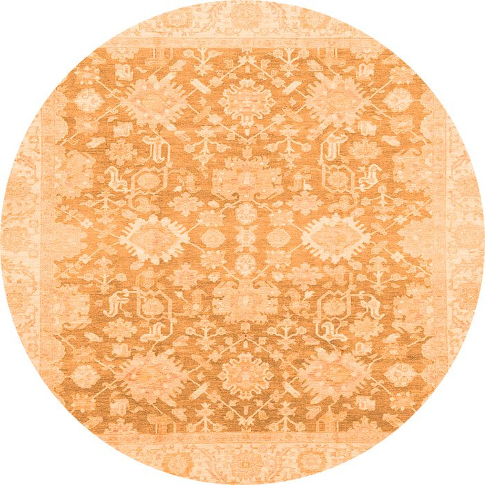 Round Oriental Orange Traditional Rug, abs3855org