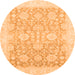 Round Oriental Orange Traditional Rug, abs3855org