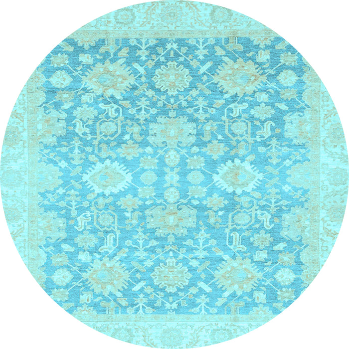 Round Oriental Light Blue Traditional Rug, abs3855lblu
