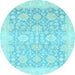 Round Oriental Light Blue Traditional Rug, abs3855lblu