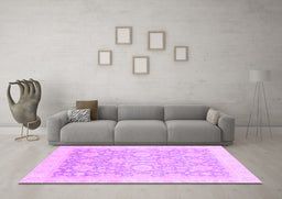Machine Washable Oriental Purple Traditional Area Rugs in a Living Room, wshabs3855pur