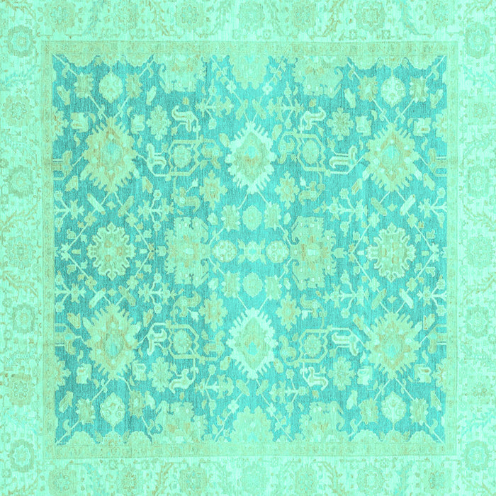 Square Machine Washable Oriental Turquoise Traditional Area Rugs, wshabs3855turq