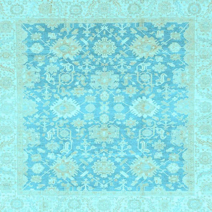 Square Machine Washable Oriental Light Blue Traditional Rug, wshabs3855lblu