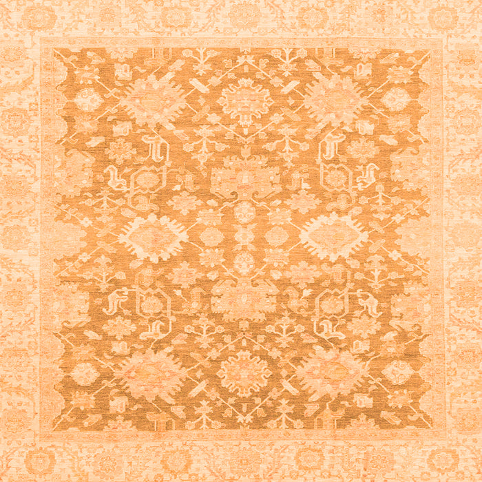 Square Machine Washable Oriental Orange Traditional Area Rugs, wshabs3855org