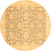 Round Oriental Brown Traditional Rug, abs3855brn