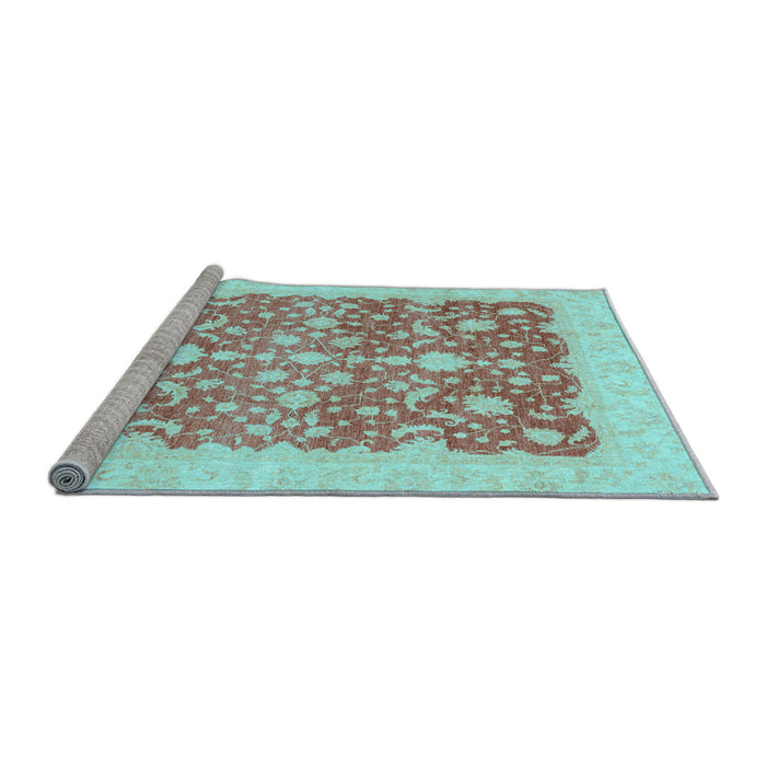 Sideview of Machine Washable Oriental Light Blue Traditional Rug, wshabs3856lblu