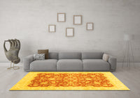 Machine Washable Oriental Yellow Traditional Rug, wshabs3856yw