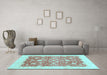 Machine Washable Oriental Light Blue Traditional Rug in a Living Room, wshabs3856lblu