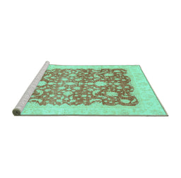 Sideview of Machine Washable Oriental Turquoise Traditional Area Rugs, wshabs3856turq