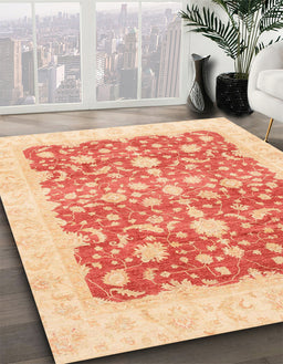 Machine Washable Abstract Bright Orange Rug in a Family Room, wshabs3856
