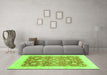 Machine Washable Oriental Green Traditional Area Rugs in a Living Room,, wshabs3856grn