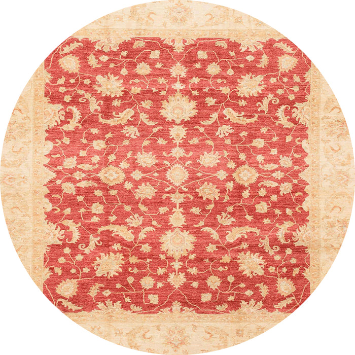 Round Machine Washable Abstract Bright Orange Rug, wshabs3856