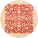 Round Machine Washable Abstract Bright Orange Rug, wshabs3856