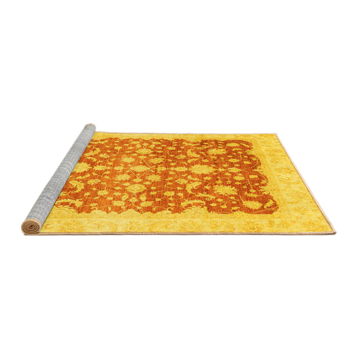 Sideview of Machine Washable Oriental Yellow Traditional Rug, wshabs3856yw