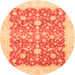 Round Oriental Orange Traditional Rug, abs3856org