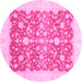 Round Oriental Pink Traditional Rug, abs3856pnk