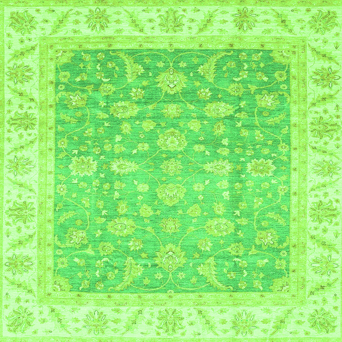 Square Oriental Green Traditional Rug, abs3857grn