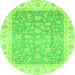 Round Oriental Green Traditional Rug, abs3857grn