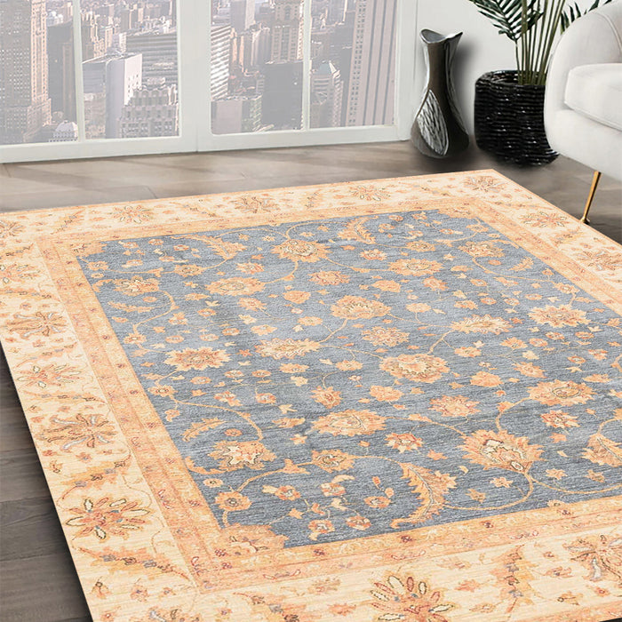 Machine Washable Abstract Khaki Gold Rug in a Family Room, wshabs3857