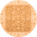 Round Oriental Orange Traditional Rug, abs3857org