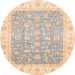 Round Machine Washable Abstract Khaki Gold Rug, wshabs3857