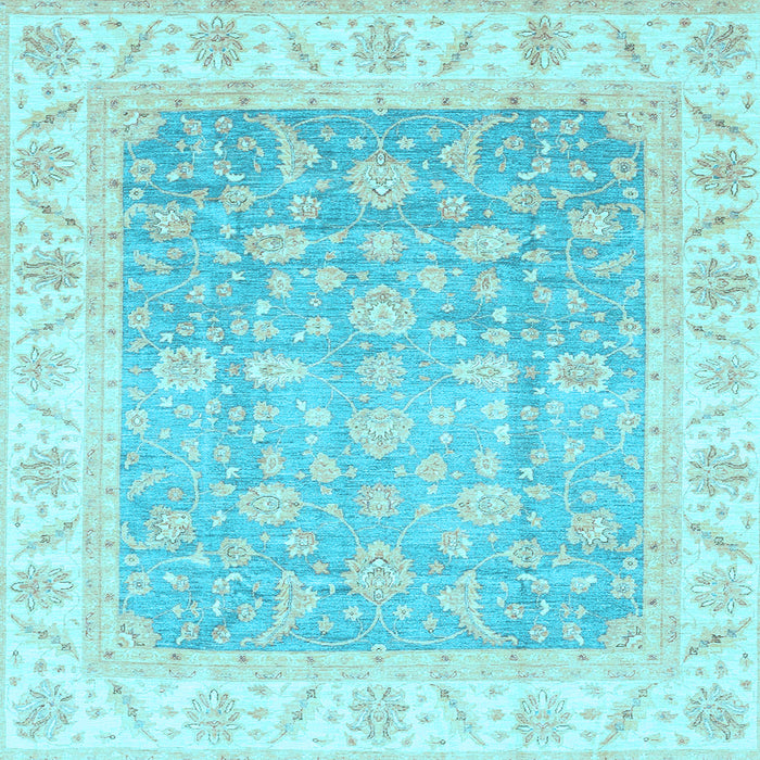 Square Machine Washable Oriental Light Blue Traditional Rug, wshabs3857lblu
