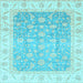 Square Machine Washable Oriental Light Blue Traditional Rug, wshabs3857lblu