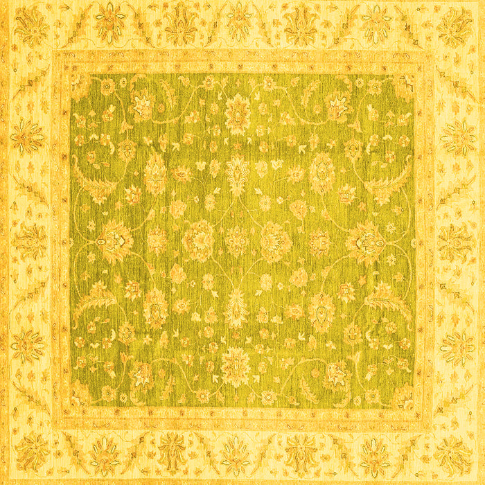 Square Oriental Yellow Traditional Rug, abs3857yw